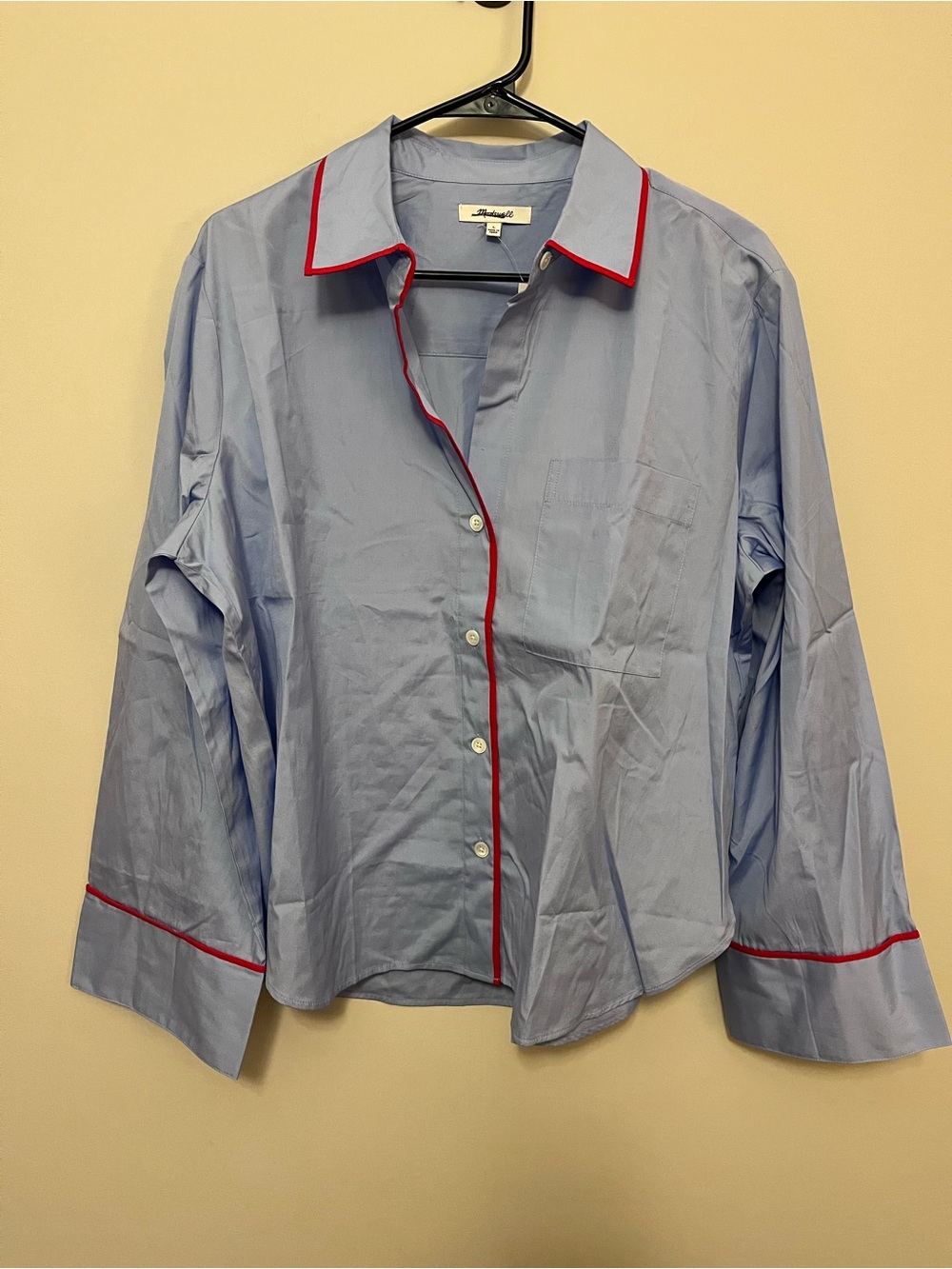Madewell Light Blue Long-Sleeve Shirt with Red Piping - Picture 3 of 9